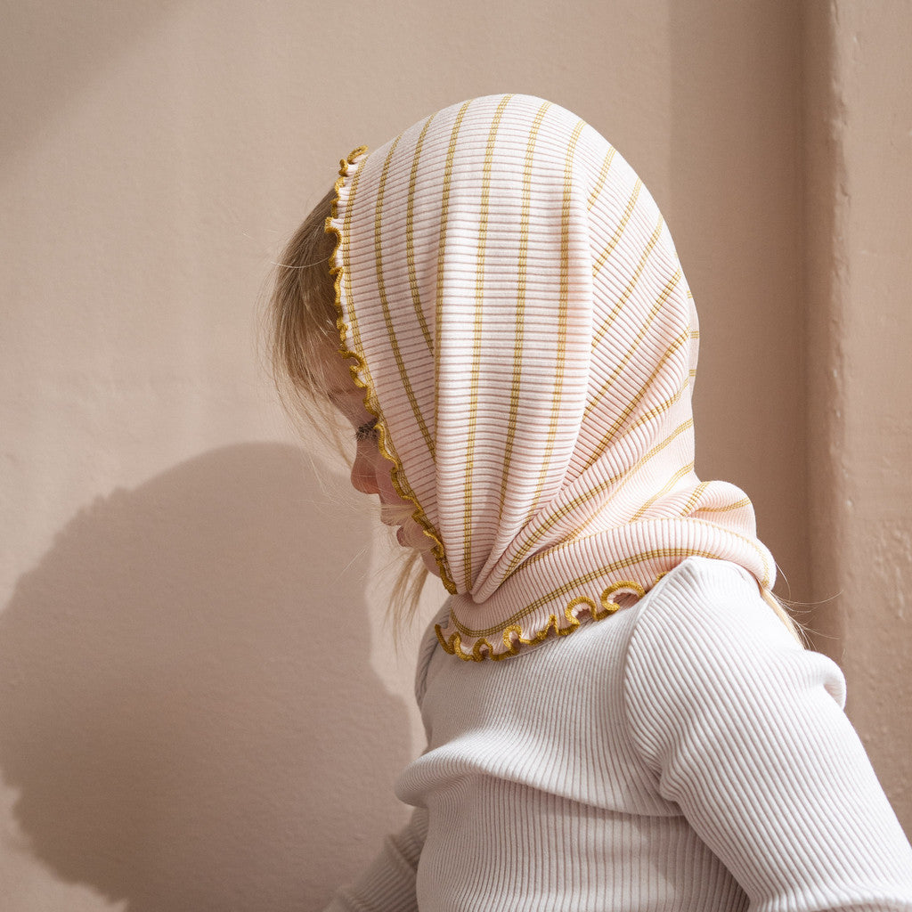 minimalisma Birkin - Children's silk tube scarf Bib / Hairband / Acc Sweet Olive Stripes