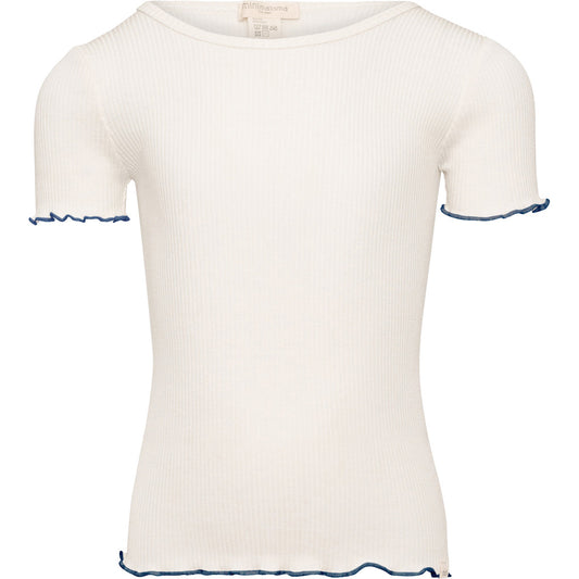 minimalisma Blomst 2-6Y Blouse for kids Cream with Dark Blue Contrast