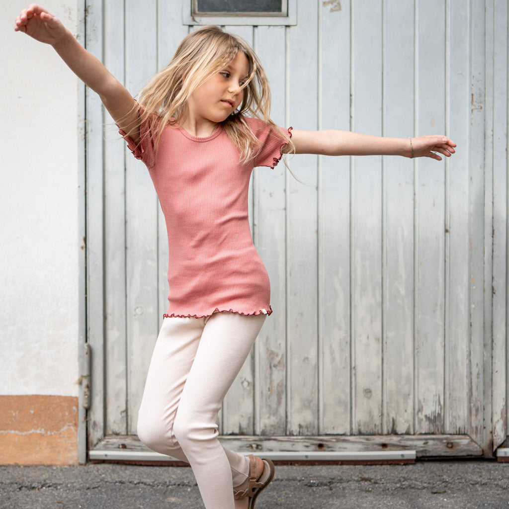 minimalisma Blomst 6-12Y Blouse for kids Antique Red with Hibiscus Contrast