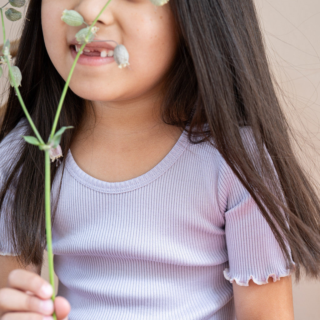 minimalisma Blomst 6-12Y Blouse for kids Mauve with Ecru