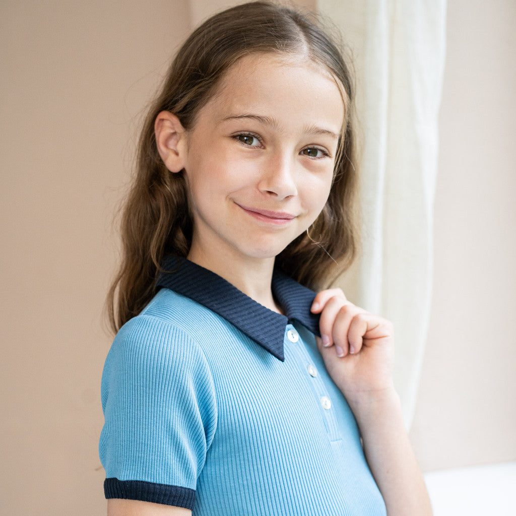 minimalisma Bolero 2-6Y Blouse for kids Aquarelle with Dark Blue