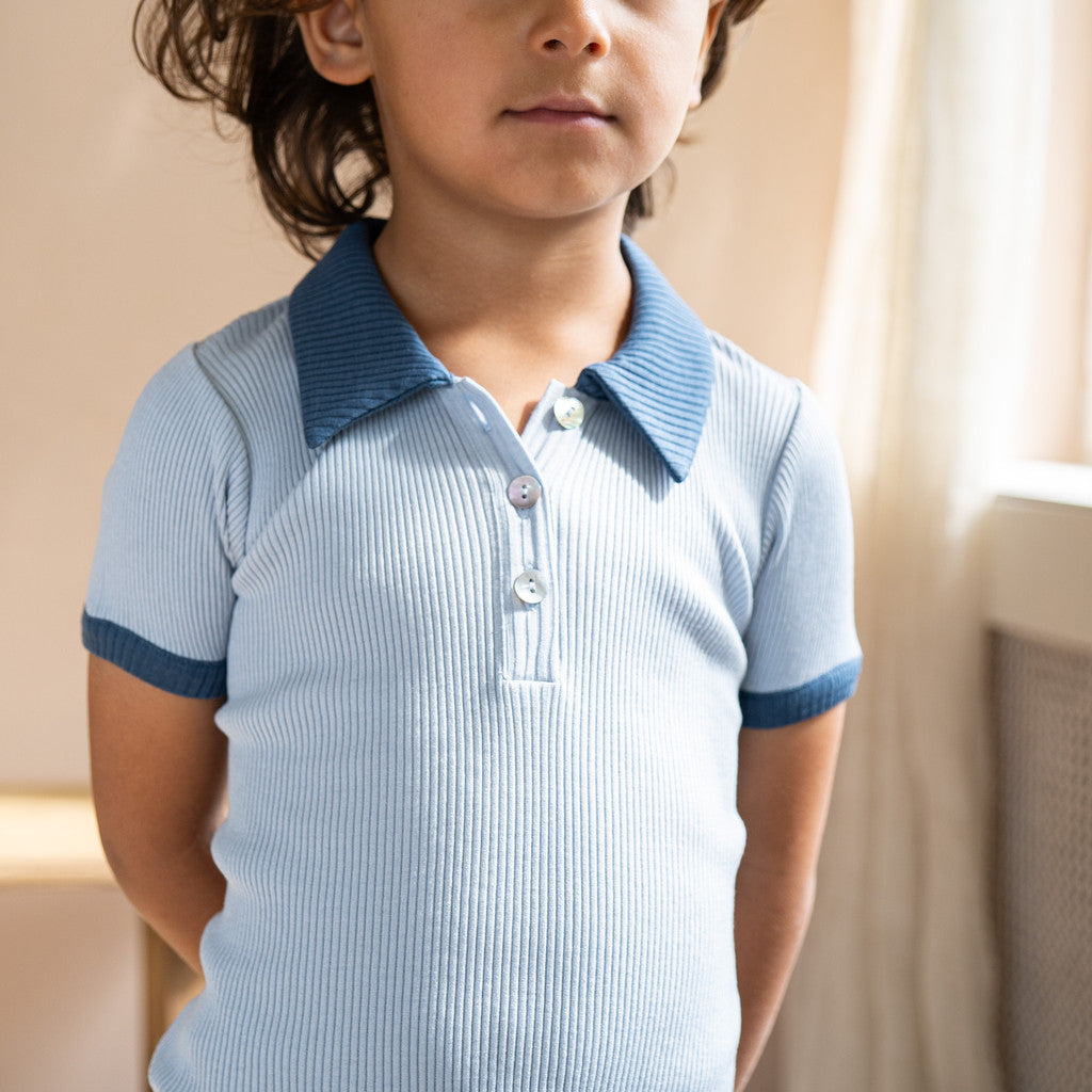 minimalisma Bolero 6-12Y Blouse for kids Clearwater with Fjord Blue