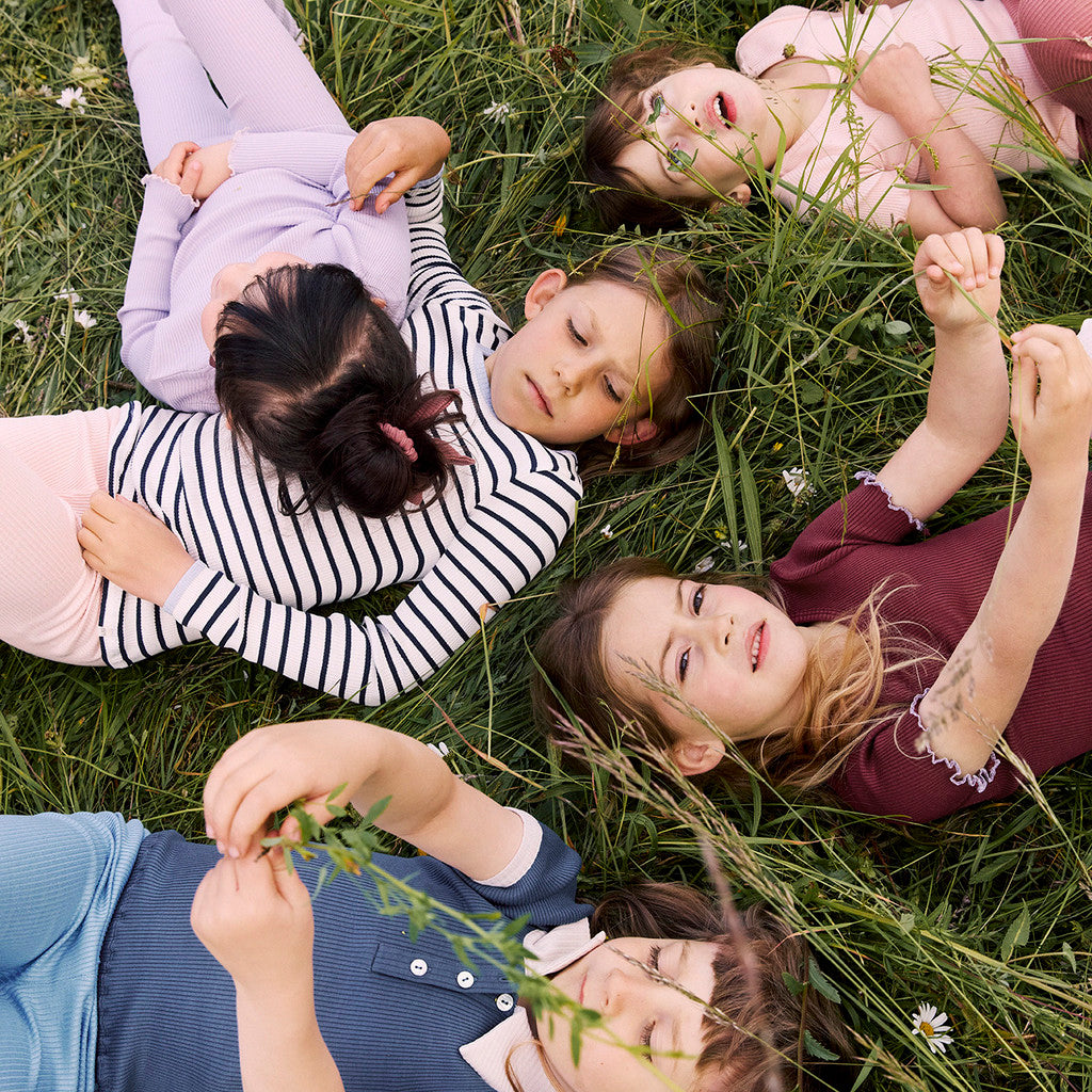minimalisma Bolero 6-12Y Blouse for kids Fjord Blue with Ecru