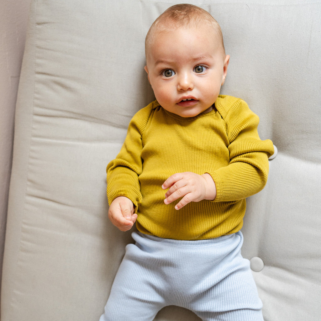 minimalisma Bono - Baby silk long sleeve bodysuit Body Golden Olive