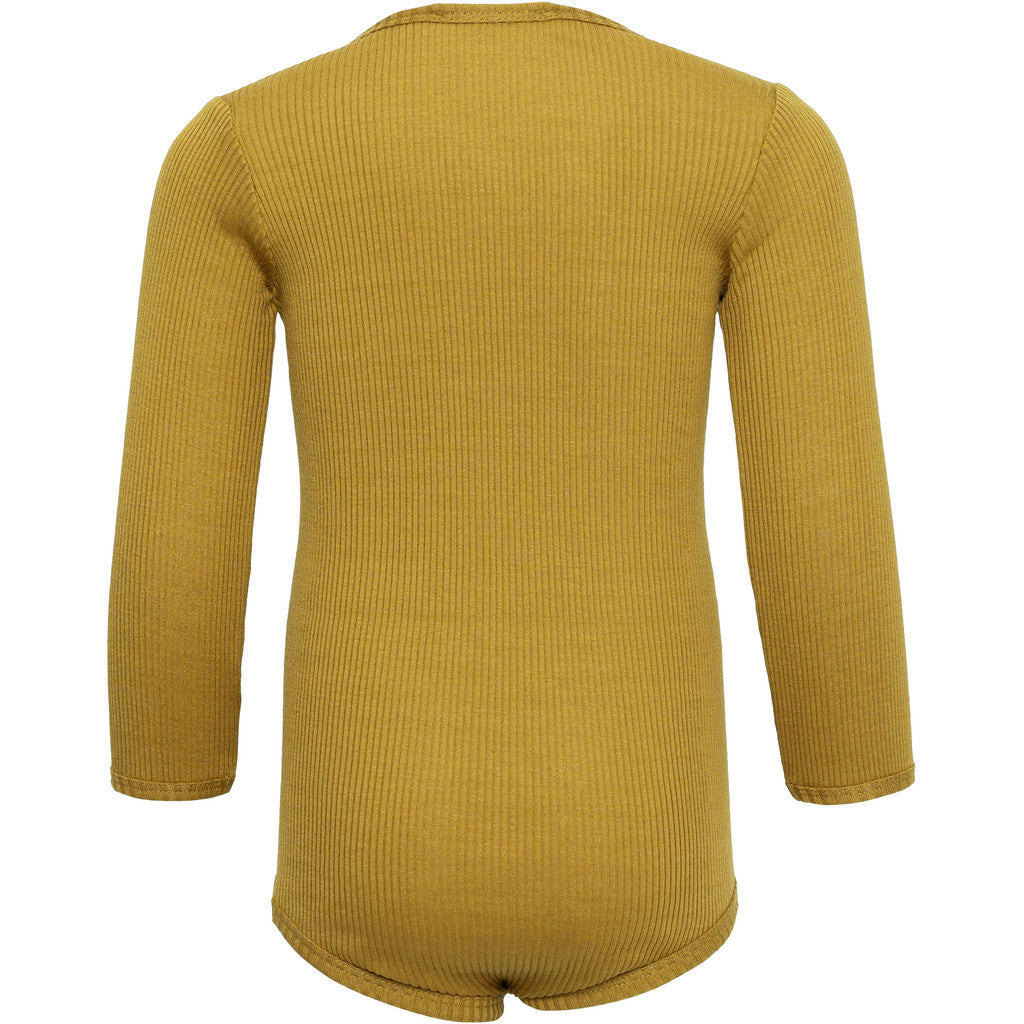 minimalisma Bono - Baby silk long sleeve bodysuit Body Golden Olive