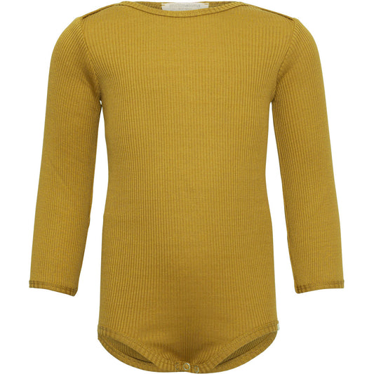 minimalisma Bono - Baby silk long sleeve bodysuit Body Golden Olive