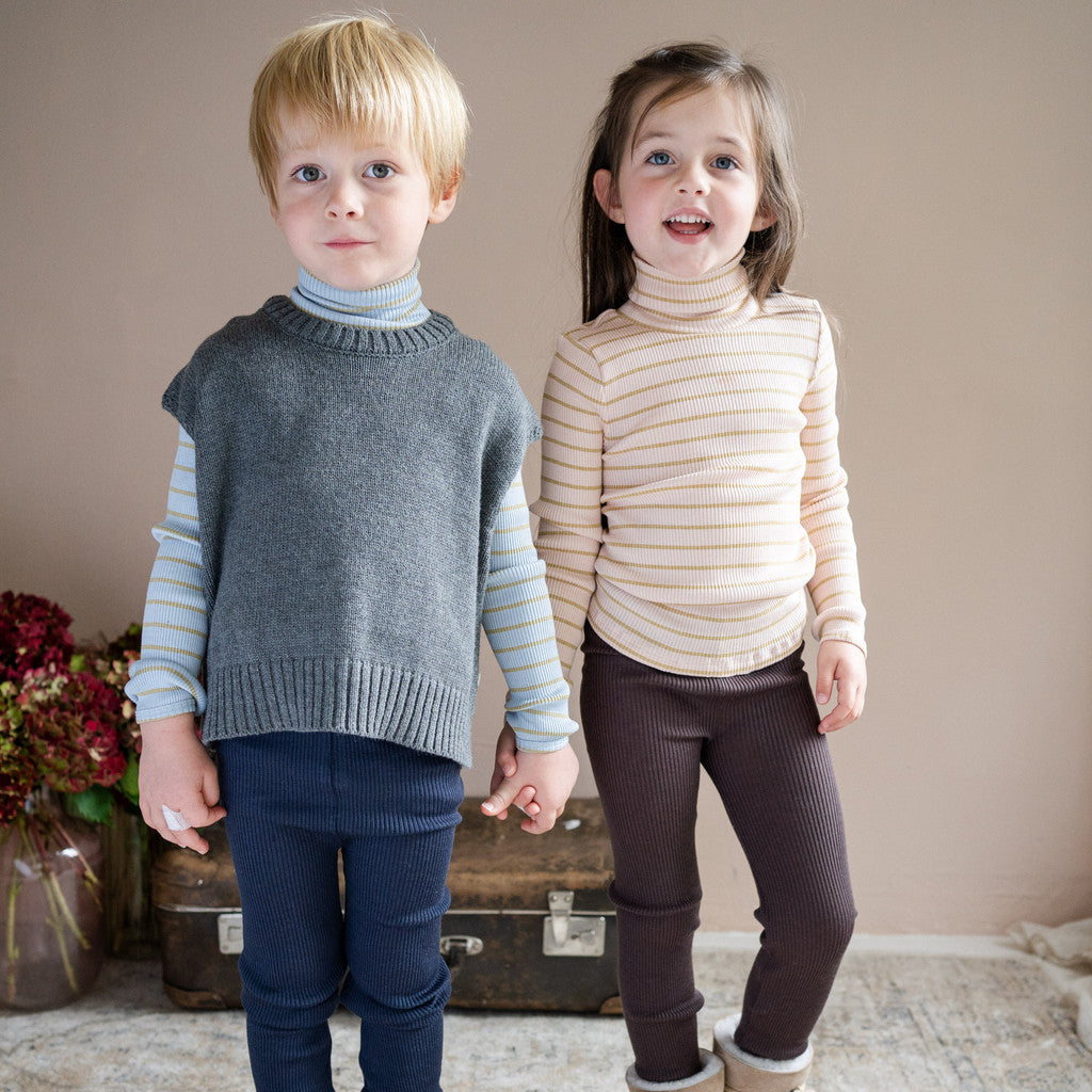 minimalisma Bui - Children's silk long sleeve turtleneck Turtleneck Clear Olive Stripes