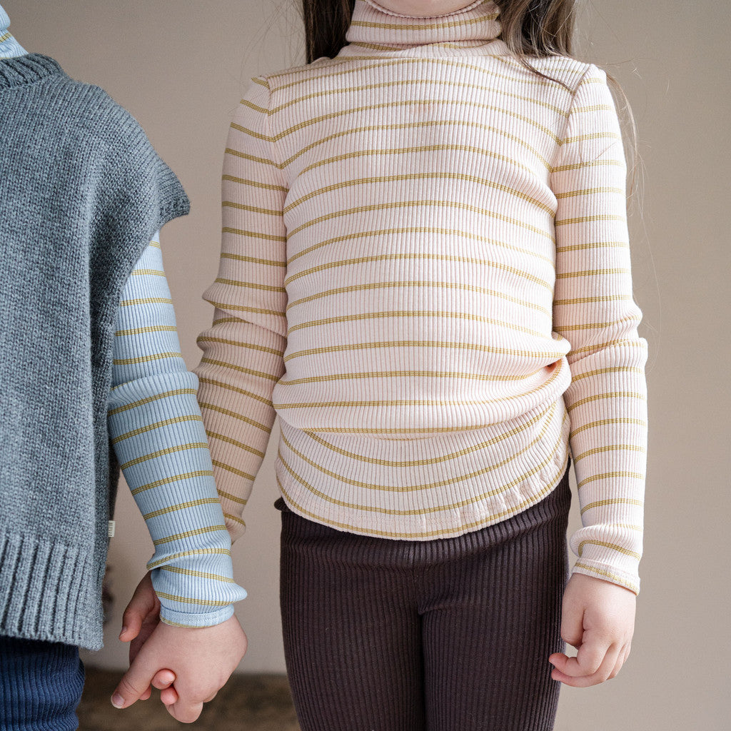 minimalisma Bui - Children's silk long sleeve turtleneck Turtleneck Clear Olive Stripes