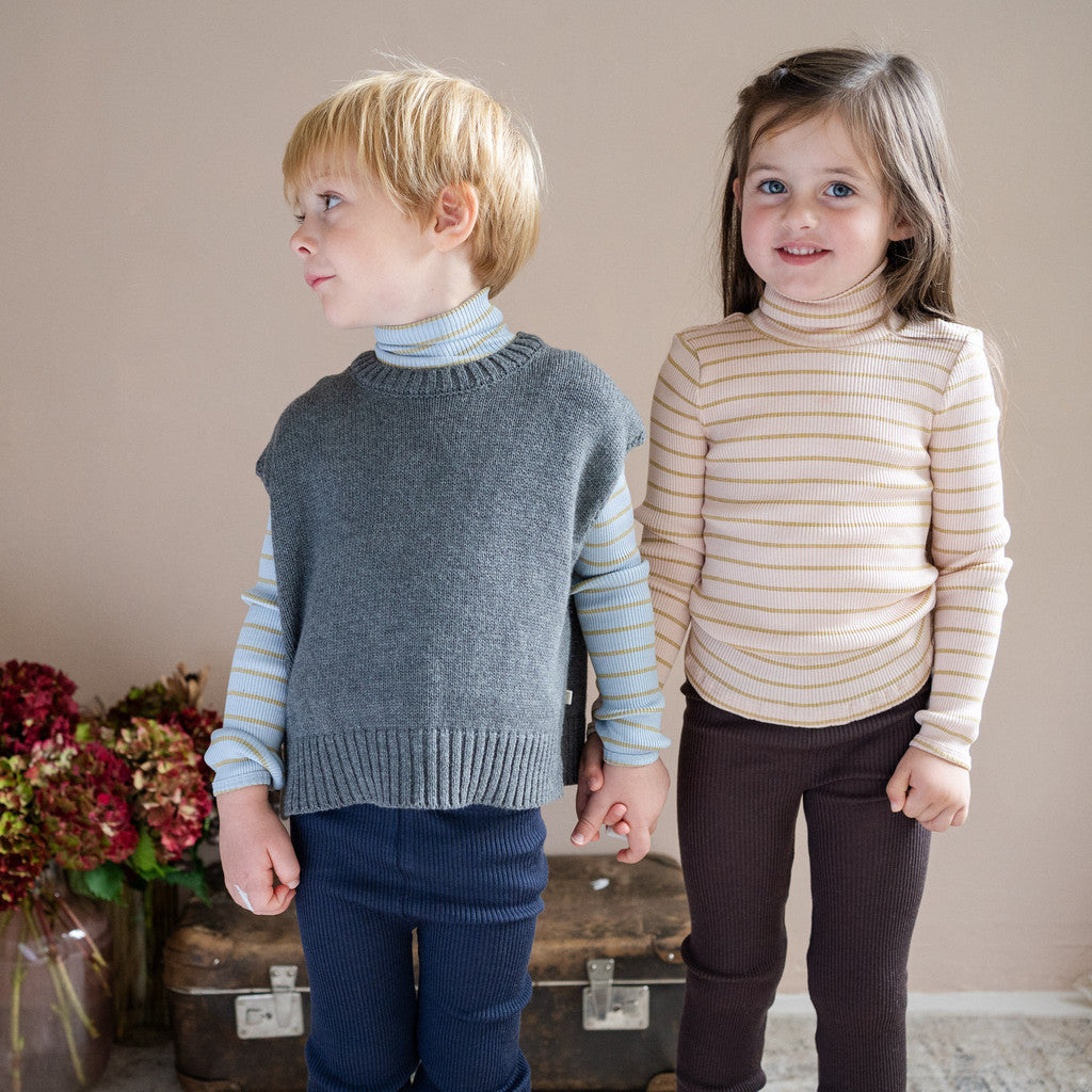 minimalisma Bui - Children's silk long sleeve turtleneck Turtleneck Clear Olive Stripes