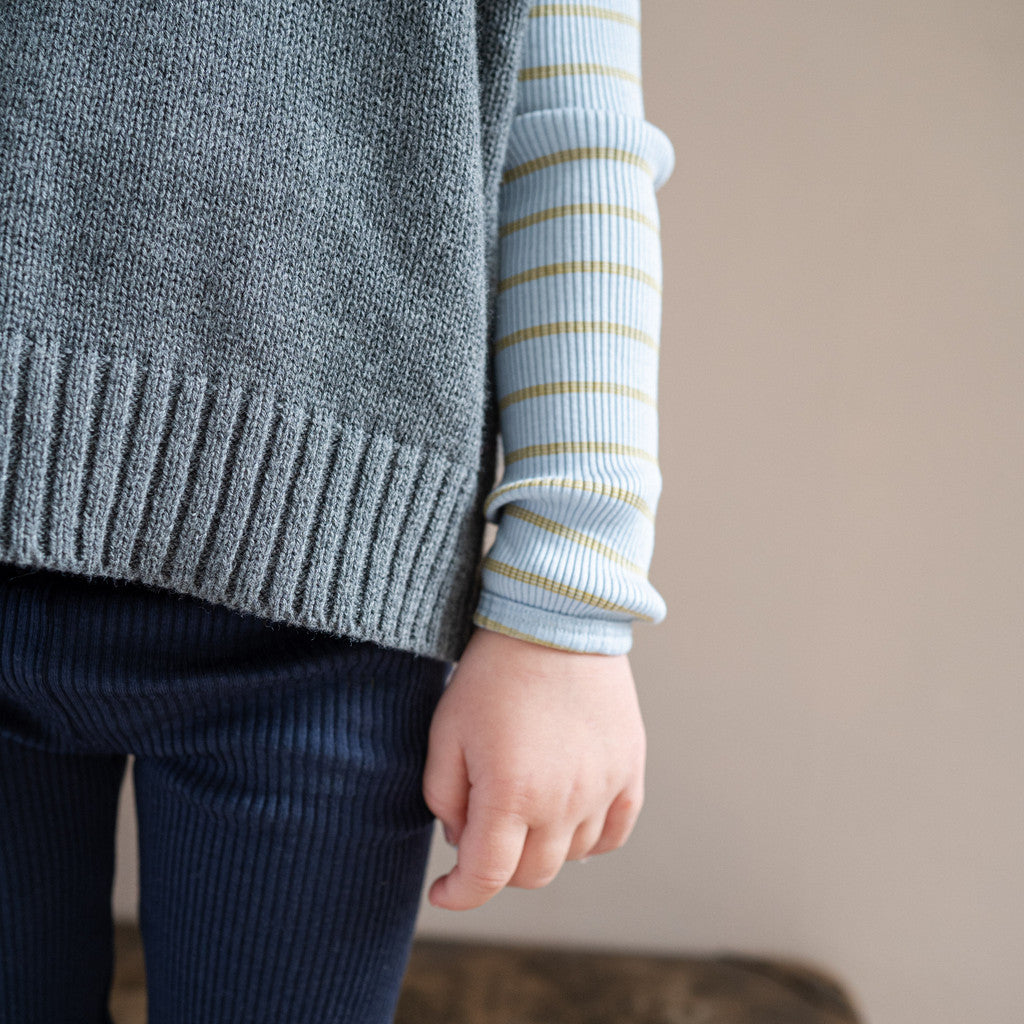 minimalisma Bui - Children's silk long sleeve turtleneck Turtleneck Clear Olive Stripes