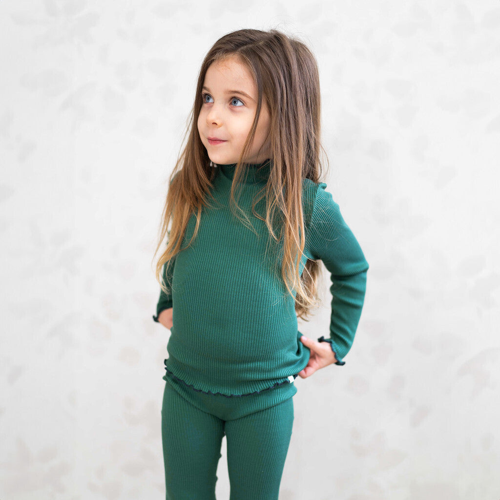 minimalisma Bunita 6-14Y Blouse for kids Emerald with Dark Blue contrast