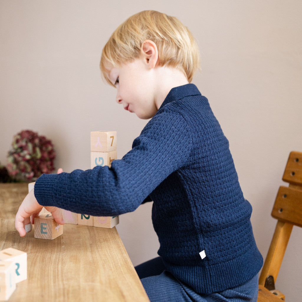 minimalisma Dali - Children's organic cotton long sleeve top Blouse for kids Dark Blue
