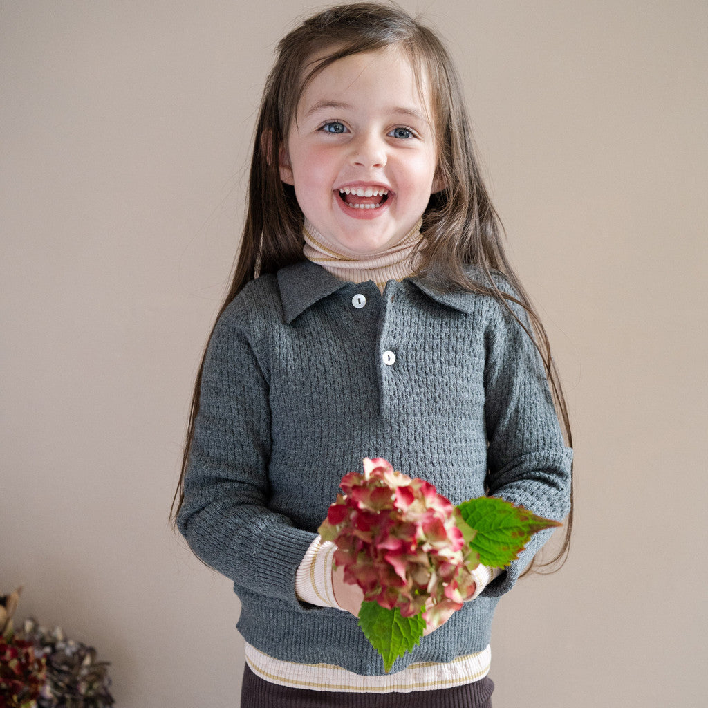 minimalisma Dali - Children's organic cotton long sleeve top Blouse for kids Dark Grey Melange