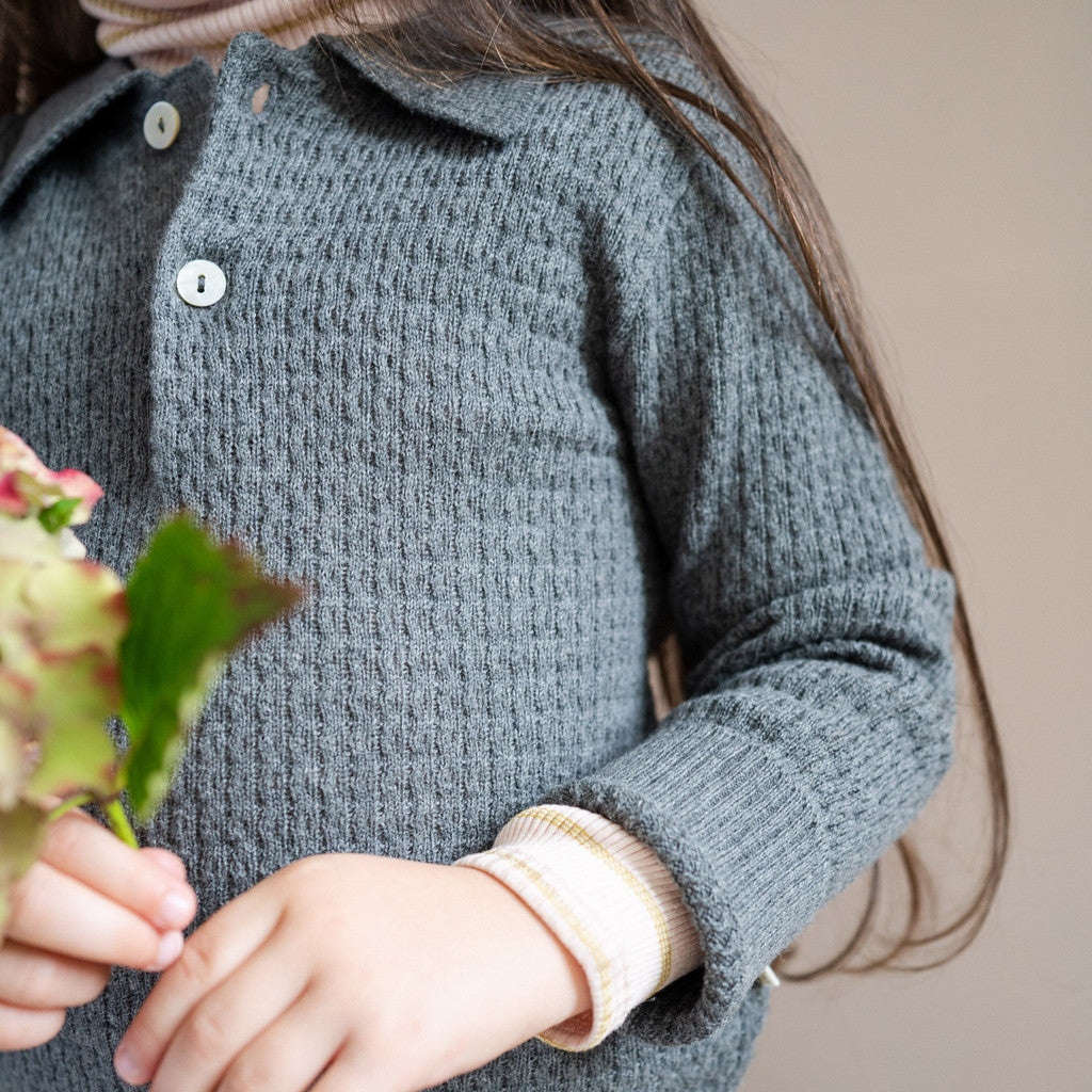 minimalisma Dali - Children's organic cotton long sleeve top Blouse for kids Dark Grey Melange