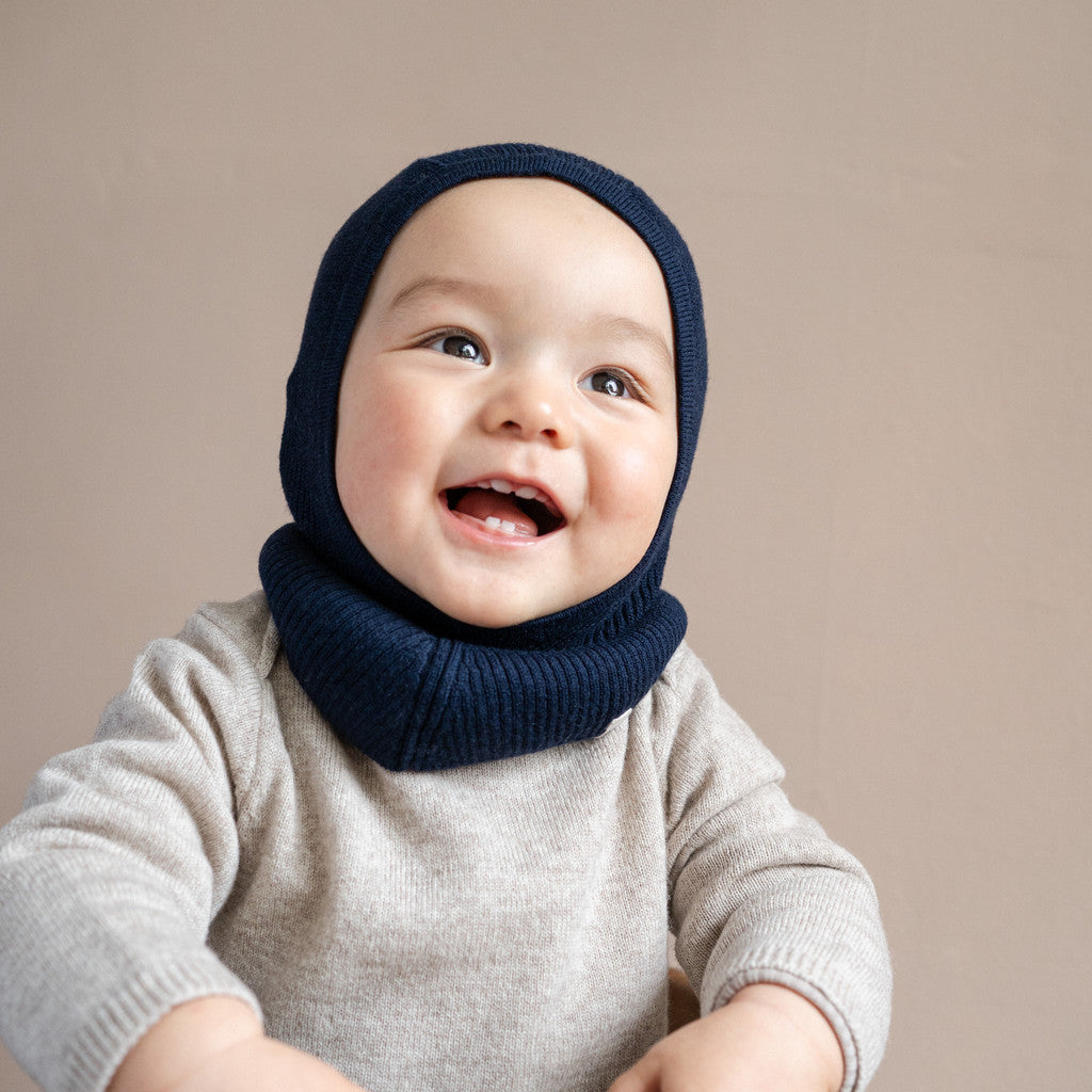 minimalisma Dante - Children's organic cotton balaclava Hat / Bonnet Dark Blue