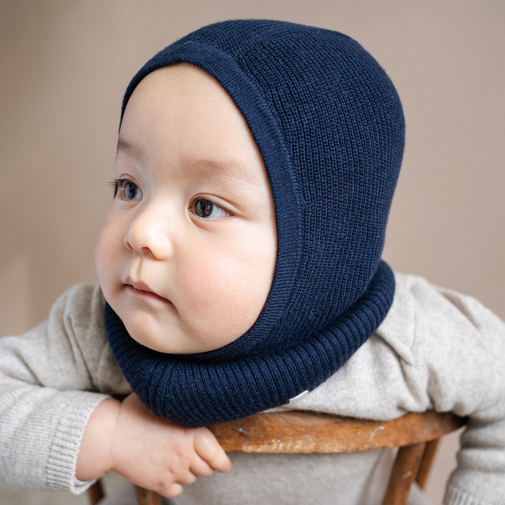 minimalisma Dante - Children's organic cotton balaclava Hat / Bonnet Dark Blue