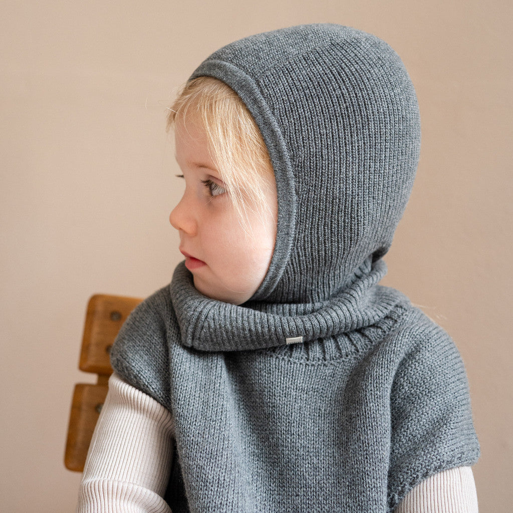 minimalisma Dante - Children's organic cotton balaclava Hat / Bonnet Dark Grey Melange