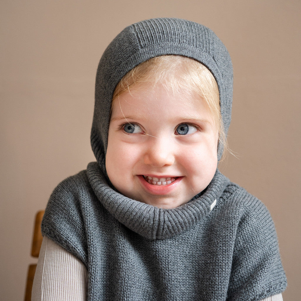 minimalisma Dante - Children's organic cotton balaclava Hat / Bonnet Dark Grey Melange