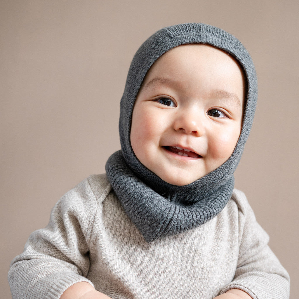 minimalisma Dante - Children's organic cotton balaclava Hat / Bonnet Dark Grey Melange
