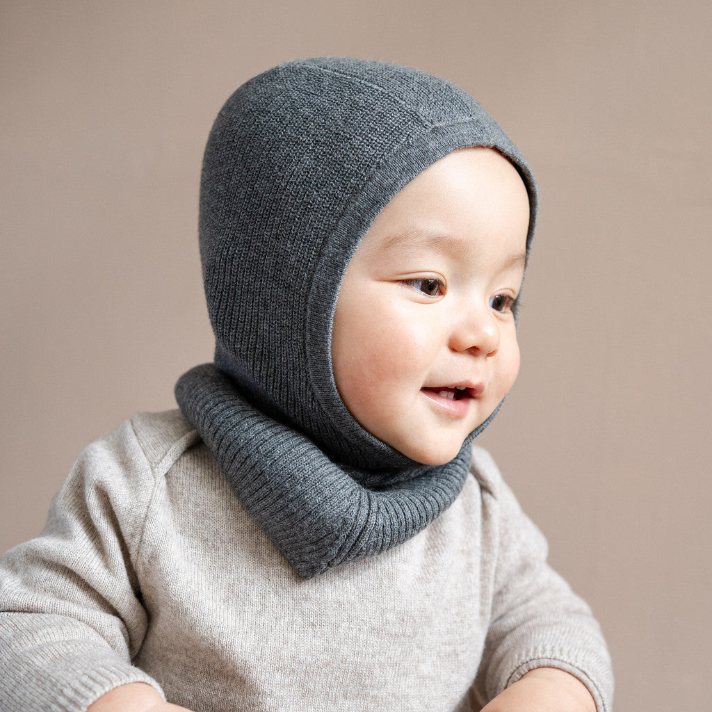 minimalisma Dante - Children's organic cotton balaclava Hat / Bonnet Dark Grey Melange