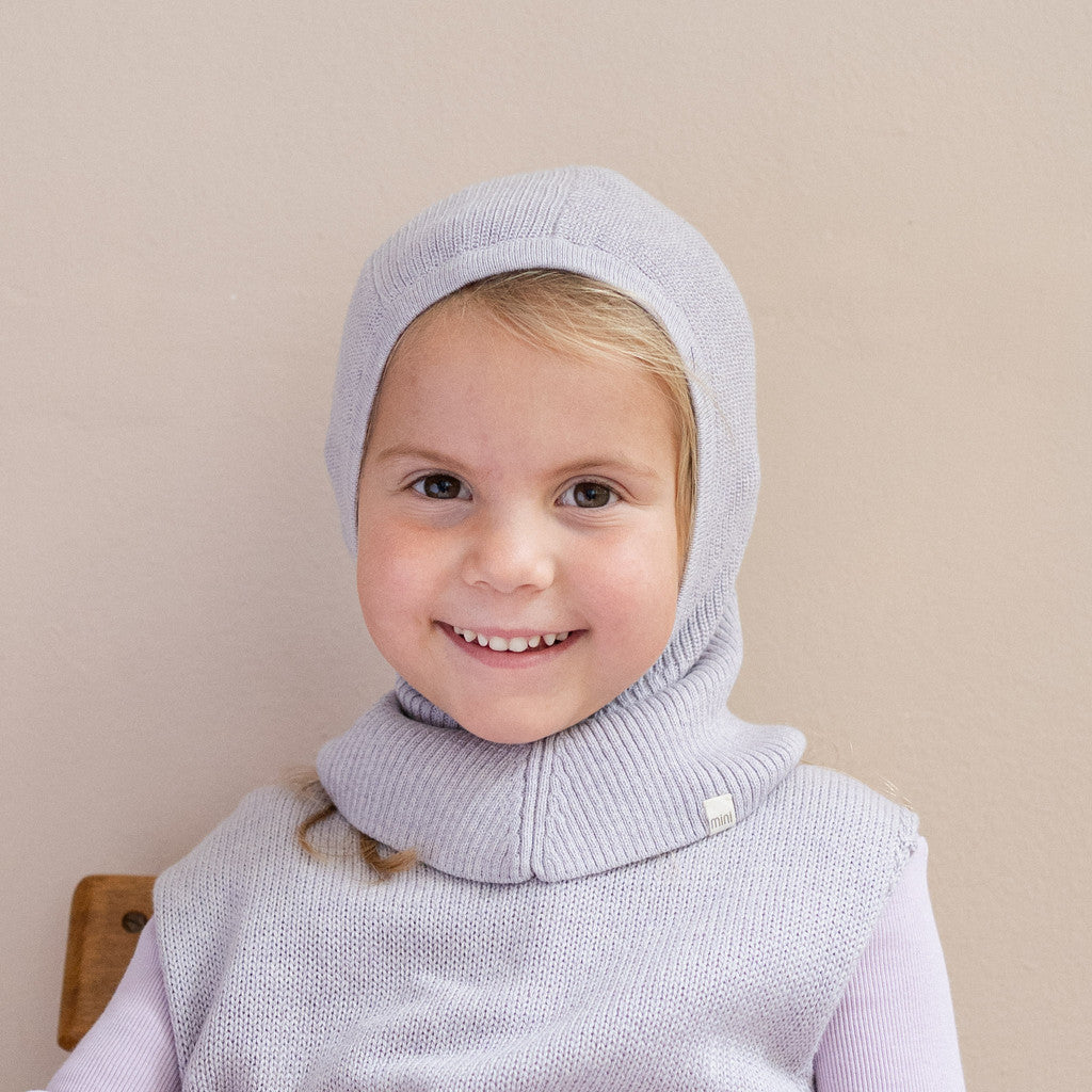 minimalisma Dante - Children's organic cotton balaclava Hat / Bonnet Lilac