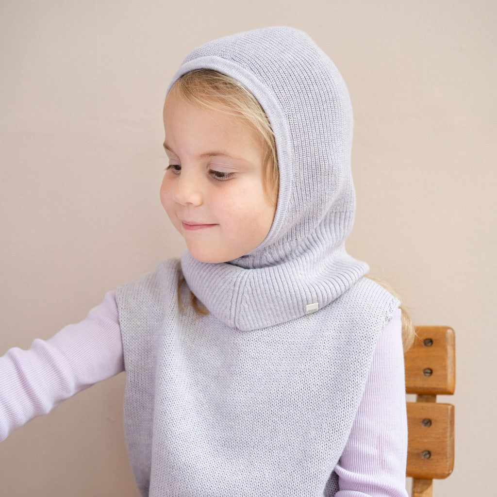 minimalisma Dante - Children's organic cotton balaclava Hat / Bonnet Lilac