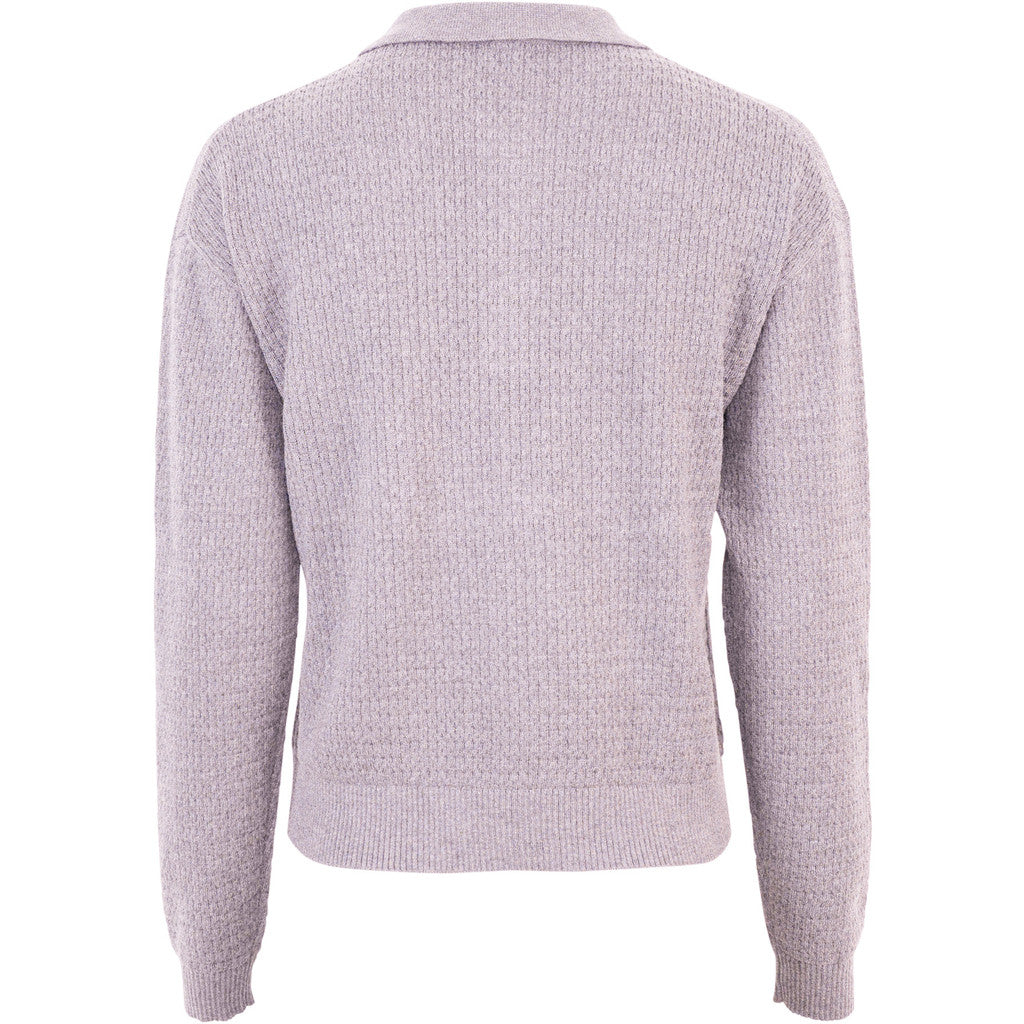 minimalisma Dita - Women's wool/cotton long sleeve polo shirt Blouse for women Lilac