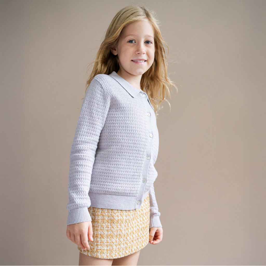 minimalisma Dolly - Children's organic cotton/wool cardigan Blouse for kids Lilac