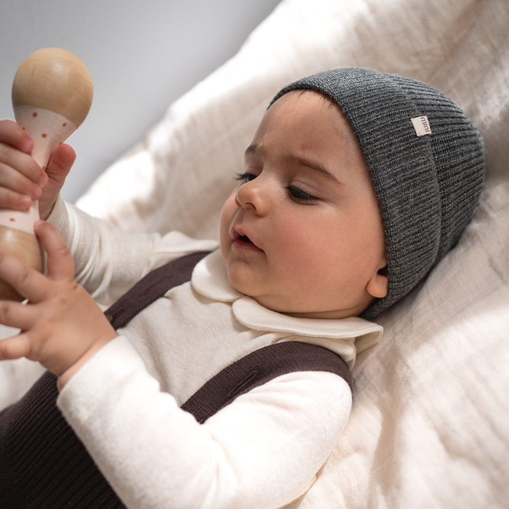 minimalisma Dome - Children's organic cotton beanie Hat / Bonnet Dark Grey Melange