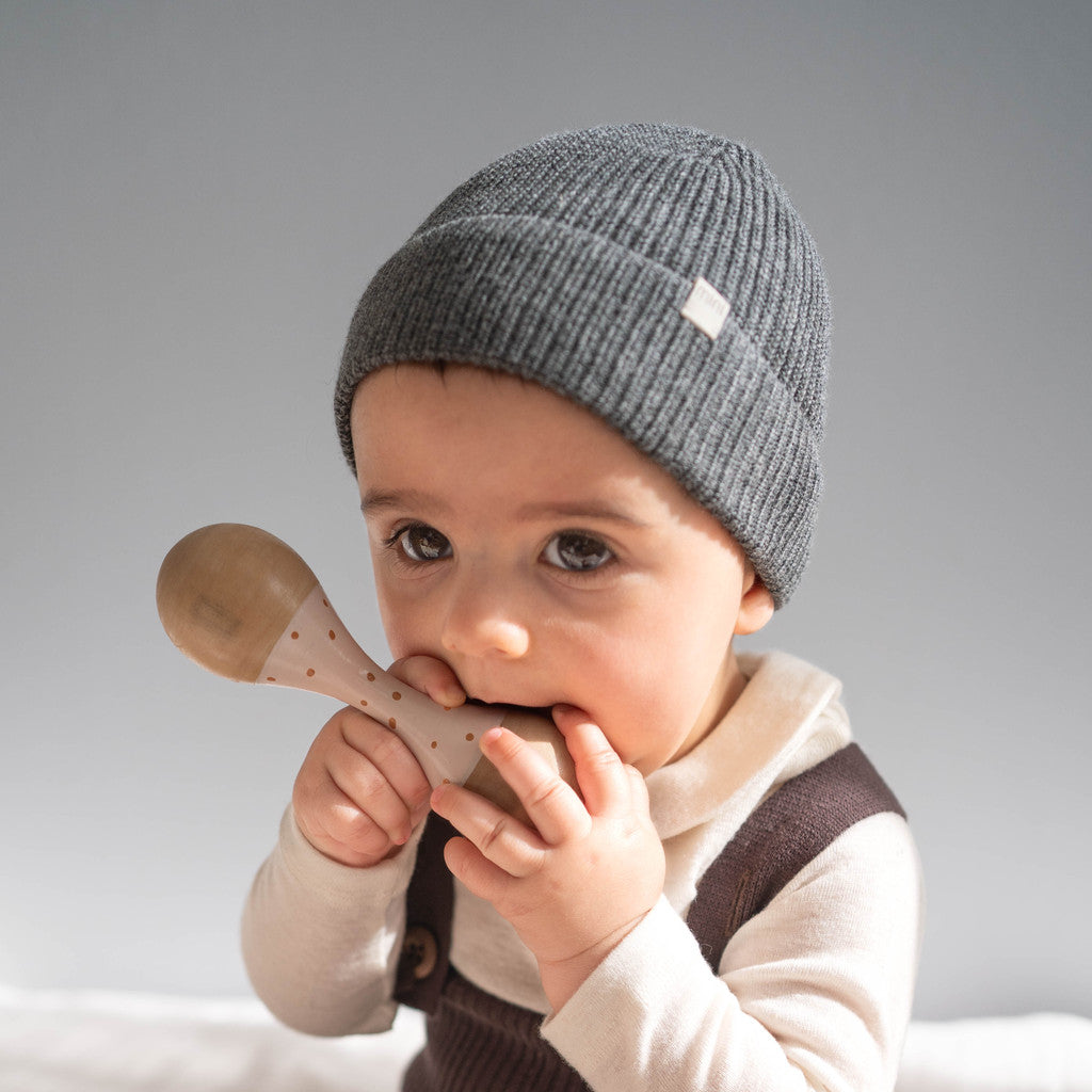 minimalisma Dome - Children's organic cotton beanie Hat / Bonnet Dark Grey Melange