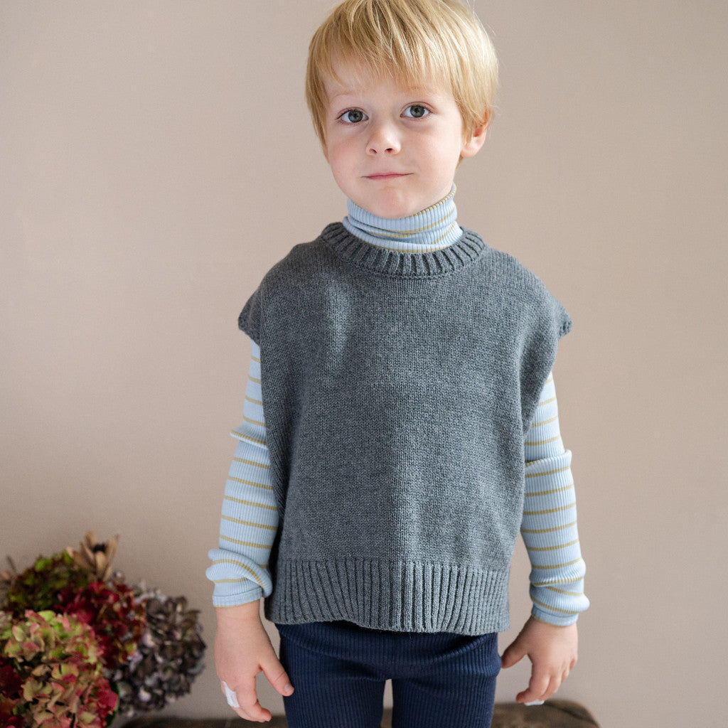 minimalisma Dora - Children's organic cotton pullunder Blouse for kids Dark Grey Melange