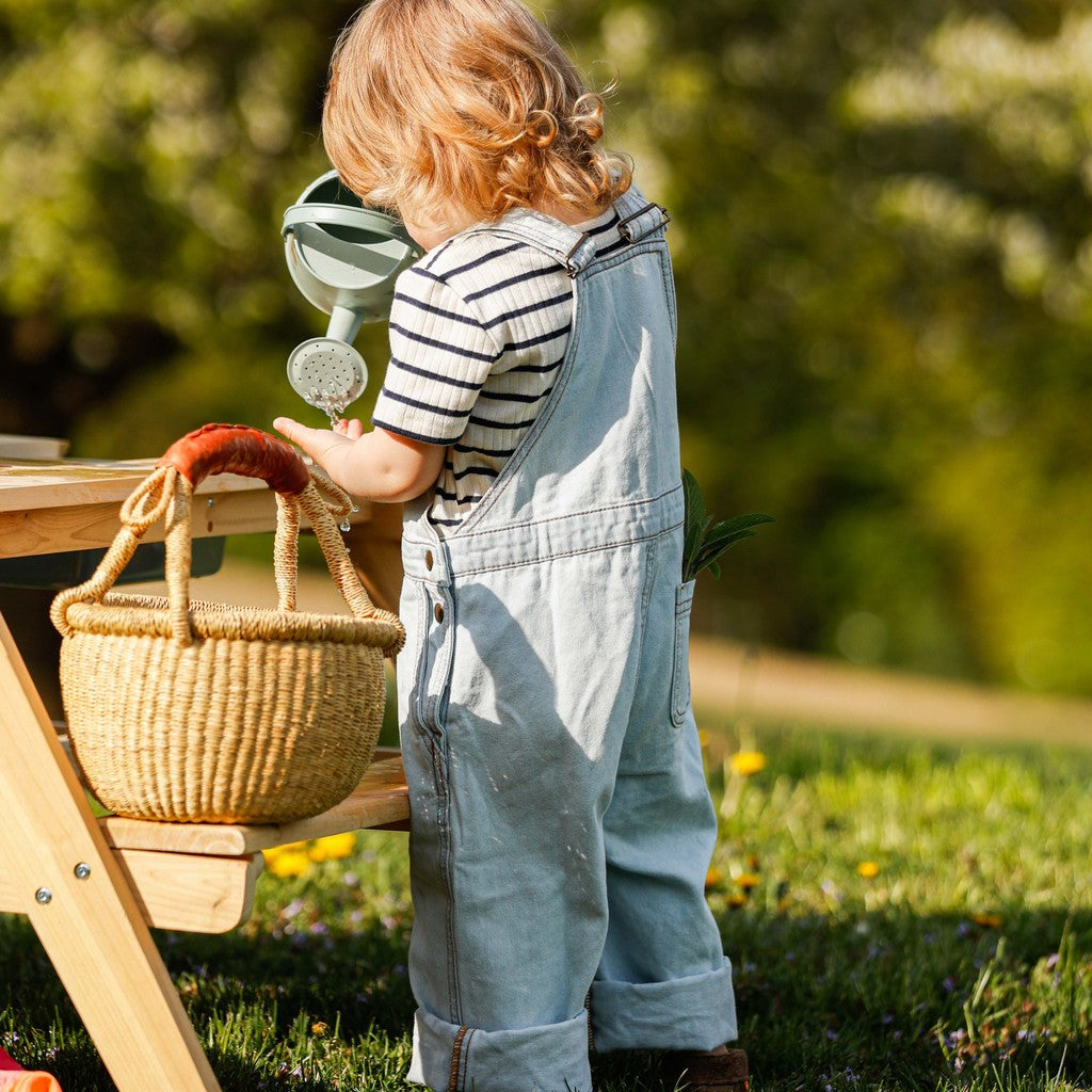 minimalisma Ellis - Baby organic cotton denim strap-pants Leggings / pants for babies Pale Jeans