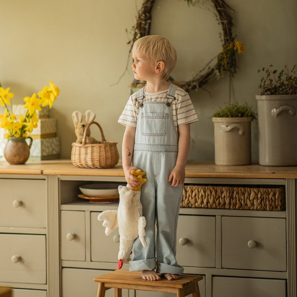 minimalisma Estel - Children's organic cotton denim strap-pants Leggings / pants for kids Pale Jeans