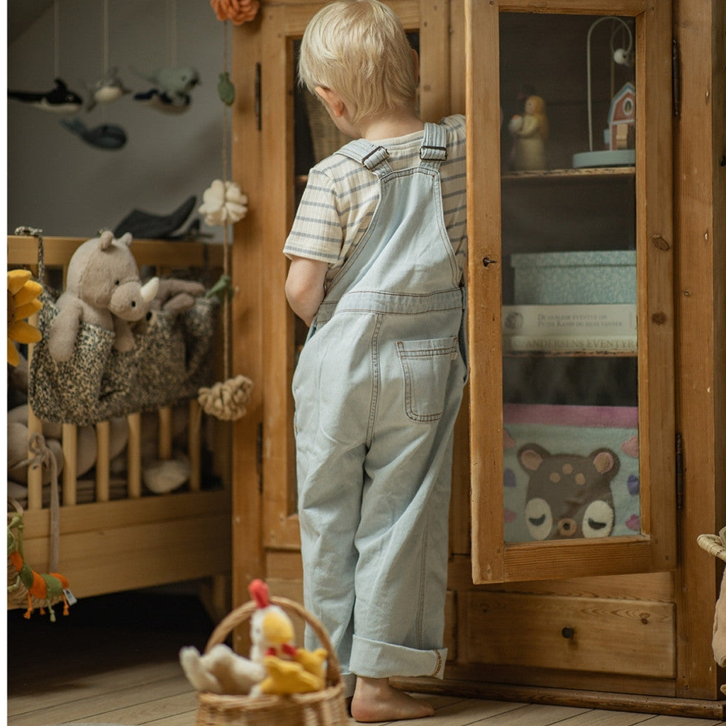 minimalisma Estel - Children's organic cotton denim strap-pants Leggings / pants for kids Pale Jeans