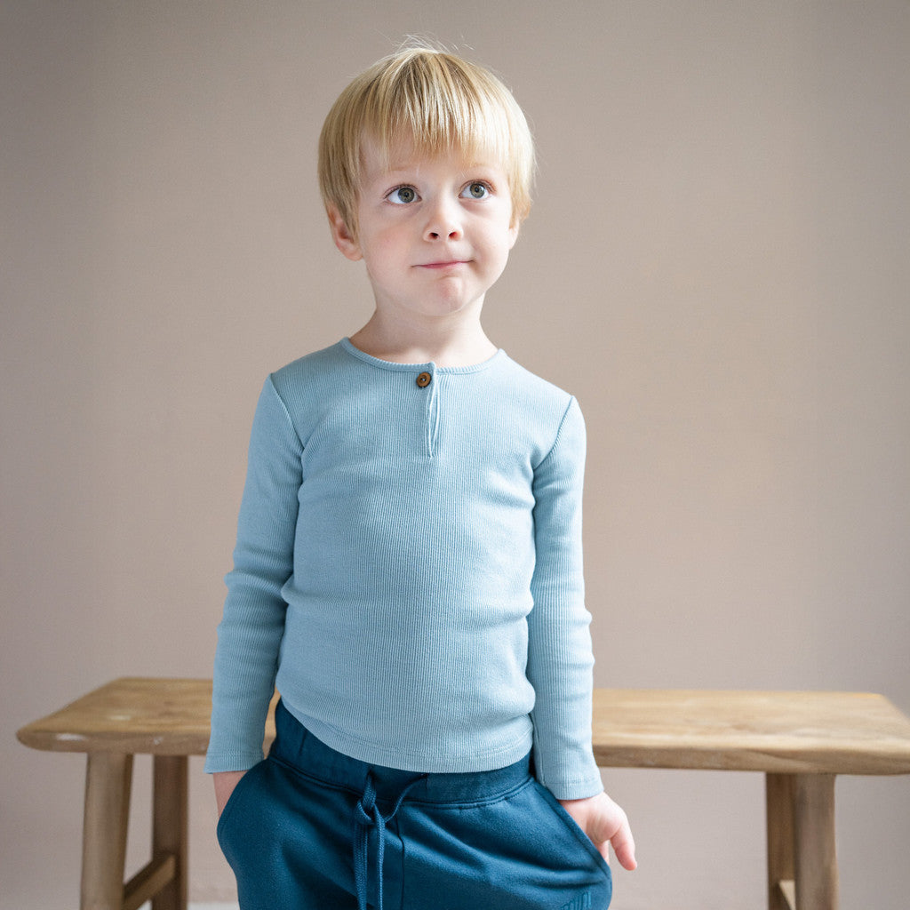 minimalisma Fantacy - Children's organic cotton long sleeve top Blouse for kids Tide