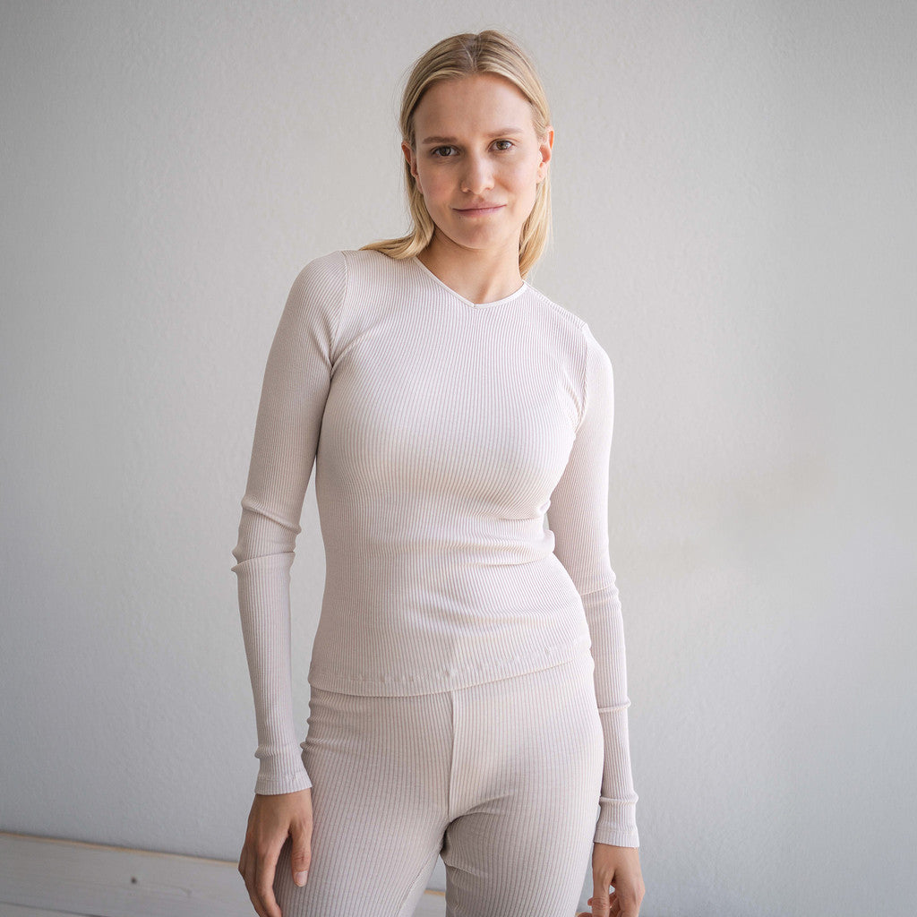 minimalisma Gabi - Women's silk long sleeve top Blouse for women Ecru