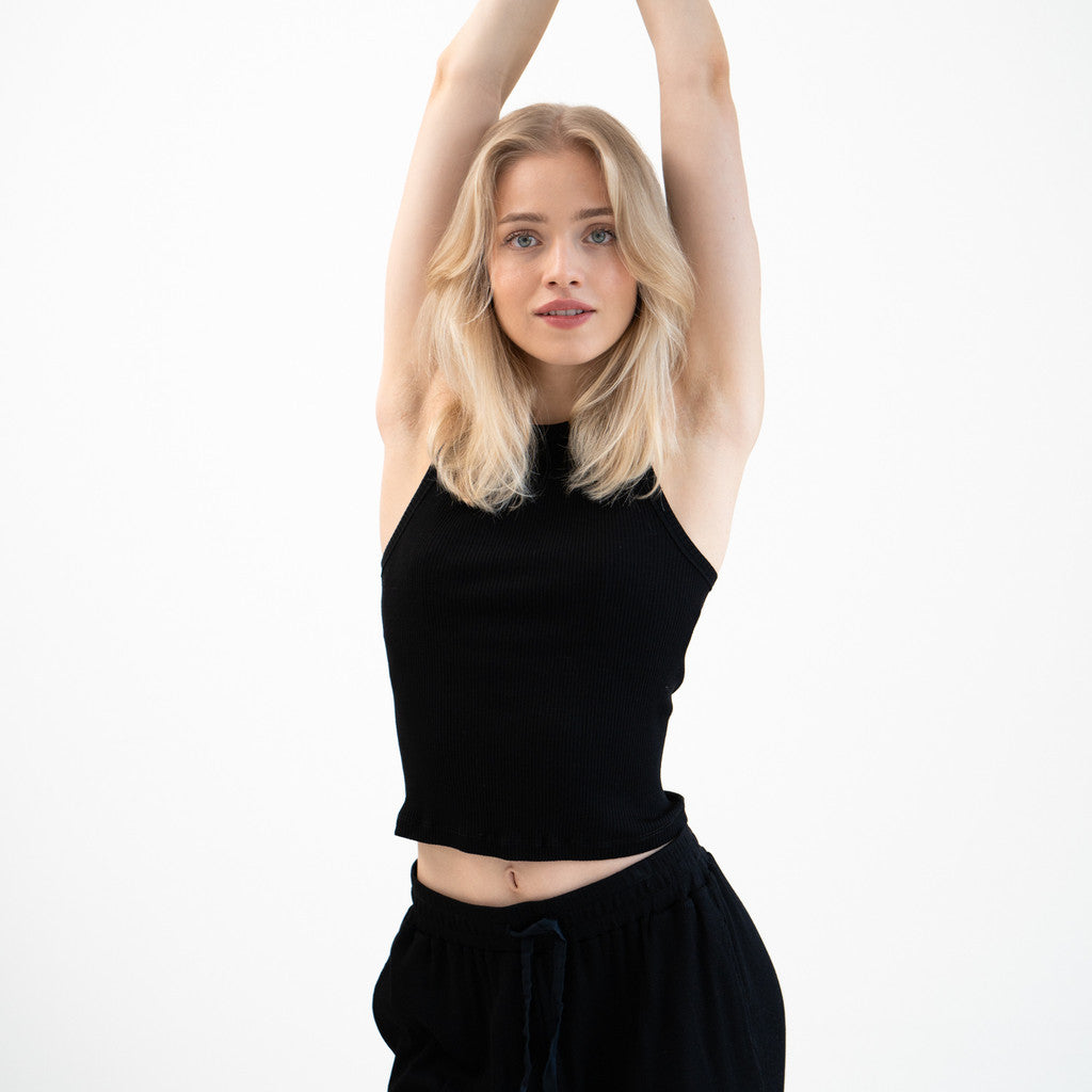 minimalisma Geni - cropped silk top for women Blouse for women Black