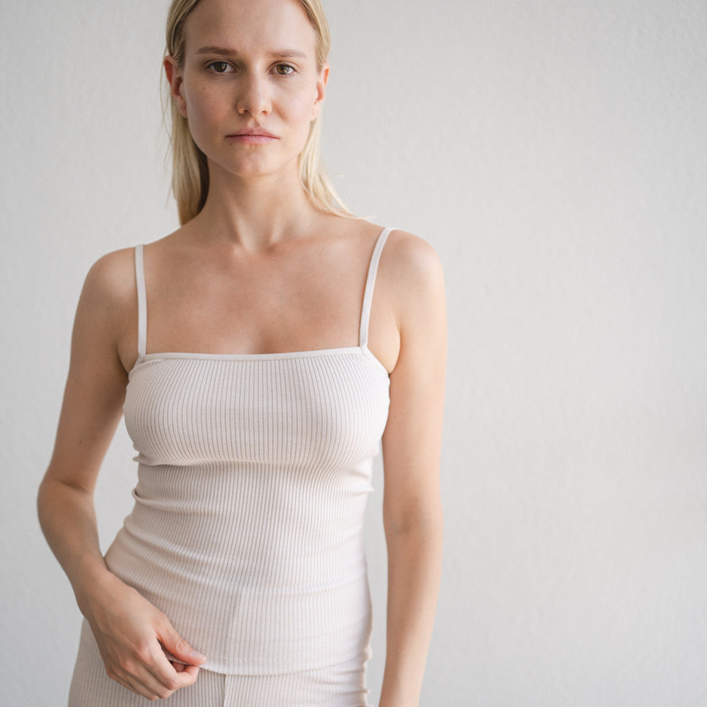 minimalisma Gentle - Women's silk strap top Blouse for women Ecru