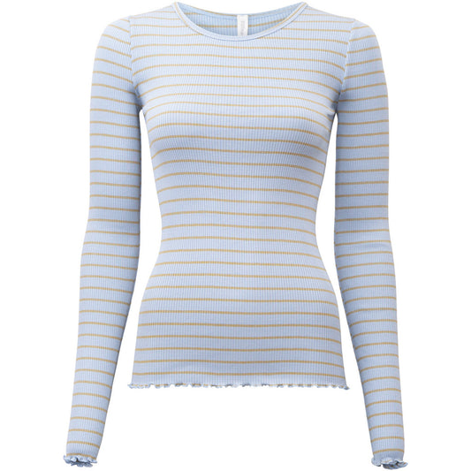 minimalisma Gerda-frill - Women's silk top with frilled edges Blouse for women Clear Olive Stripes