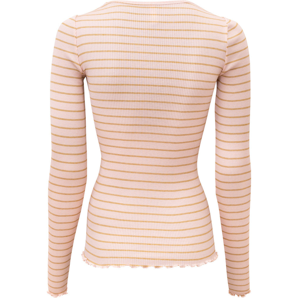minimalisma Gerda-frill - Women's silk top with frilled edges Blouse for women Sweet Olive Stripes