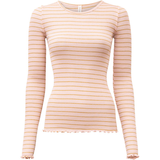 minimalisma Gerda-frill - Women's silk top with frilled edges Blouse for women Sweet Olive Stripes