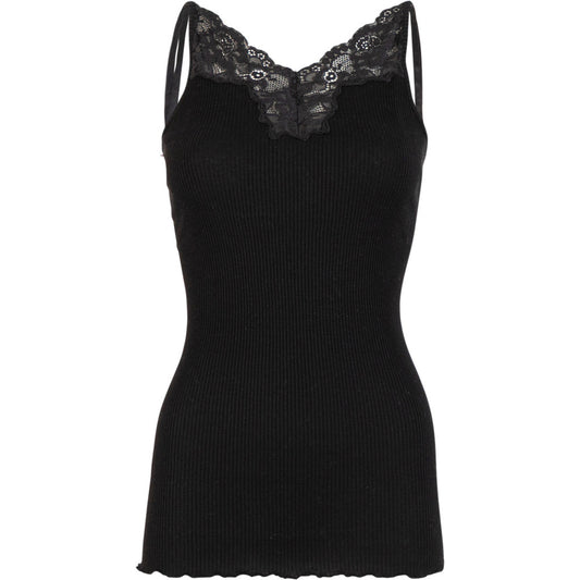 minimalisma Glace - Women's silk lace strap top Blouse for women Black