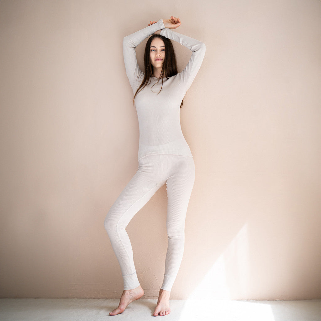 minimalisma Greater - Women's silk leggings Leggings / pants for women Ecru
