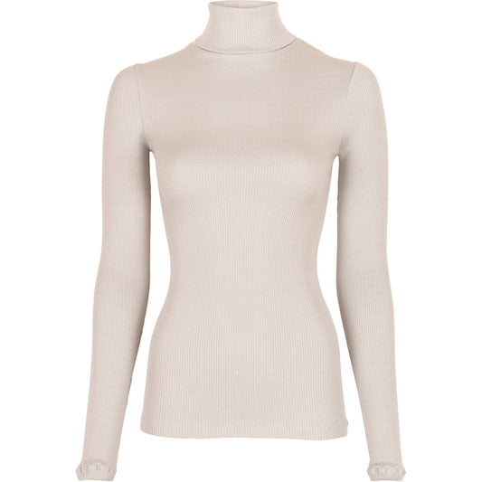 minimalisma Gunn - Women's silk long sleeve turtleneck Blouse for women Ecru