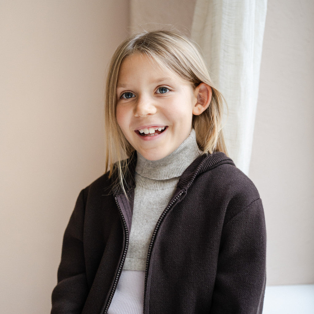minimalisma Ilaf - Children's wool/cashmere knitted neck warmer Bib / Hairband / Acc Ecru Melange