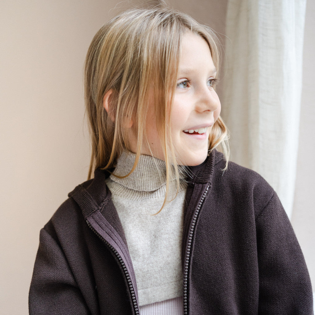 minimalisma Ilaf - Children's wool/cashmere knitted neck warmer Bib / Hairband / Acc Ecru Melange