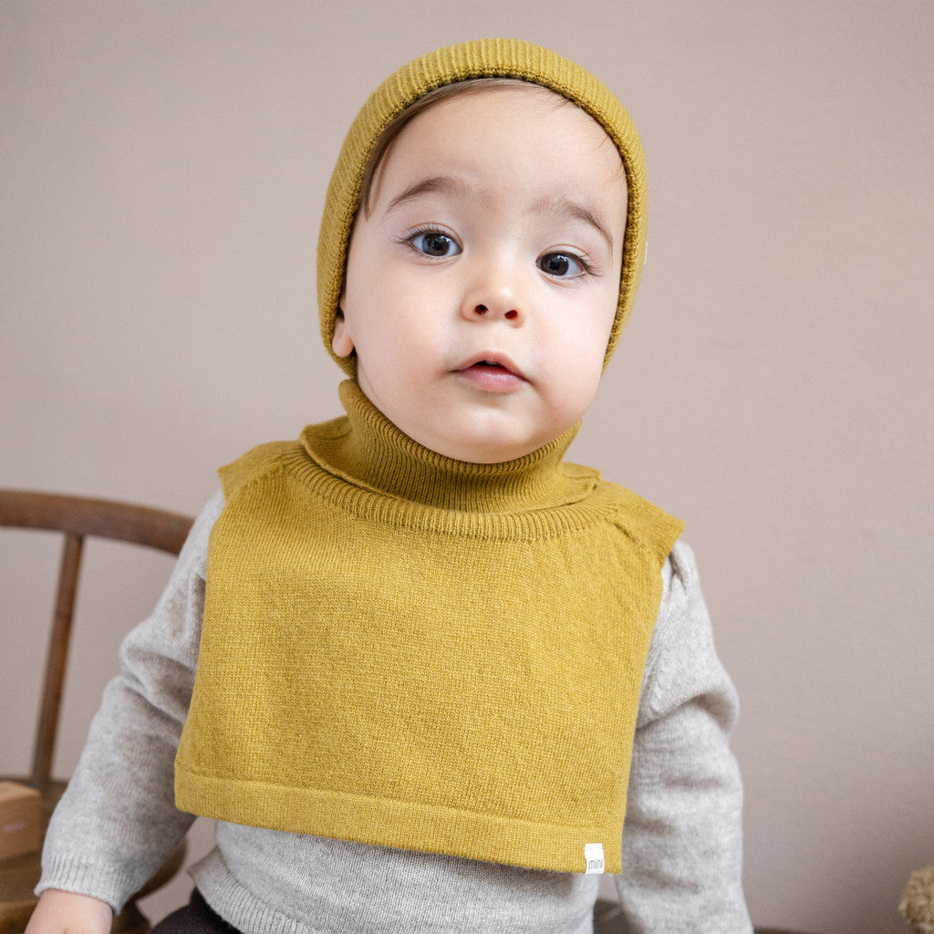 minimalisma Ilaf - Children's wool/cashmere knitted neck warmer Bib / Hairband / Acc Olive