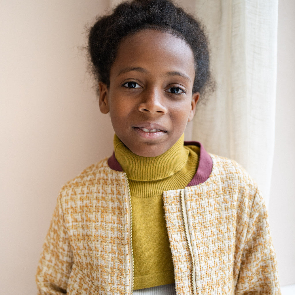 minimalisma Ilaf - Children's wool/cashmere knitted neck warmer Bib / Hairband / Acc Olive