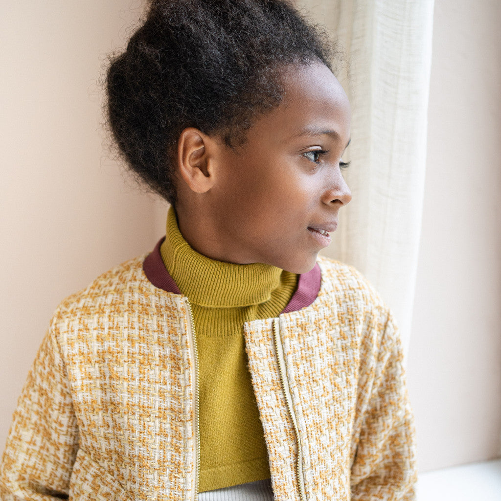 minimalisma Ilaf - Children's wool/cashmere knitted neck warmer Bib / Hairband / Acc Olive