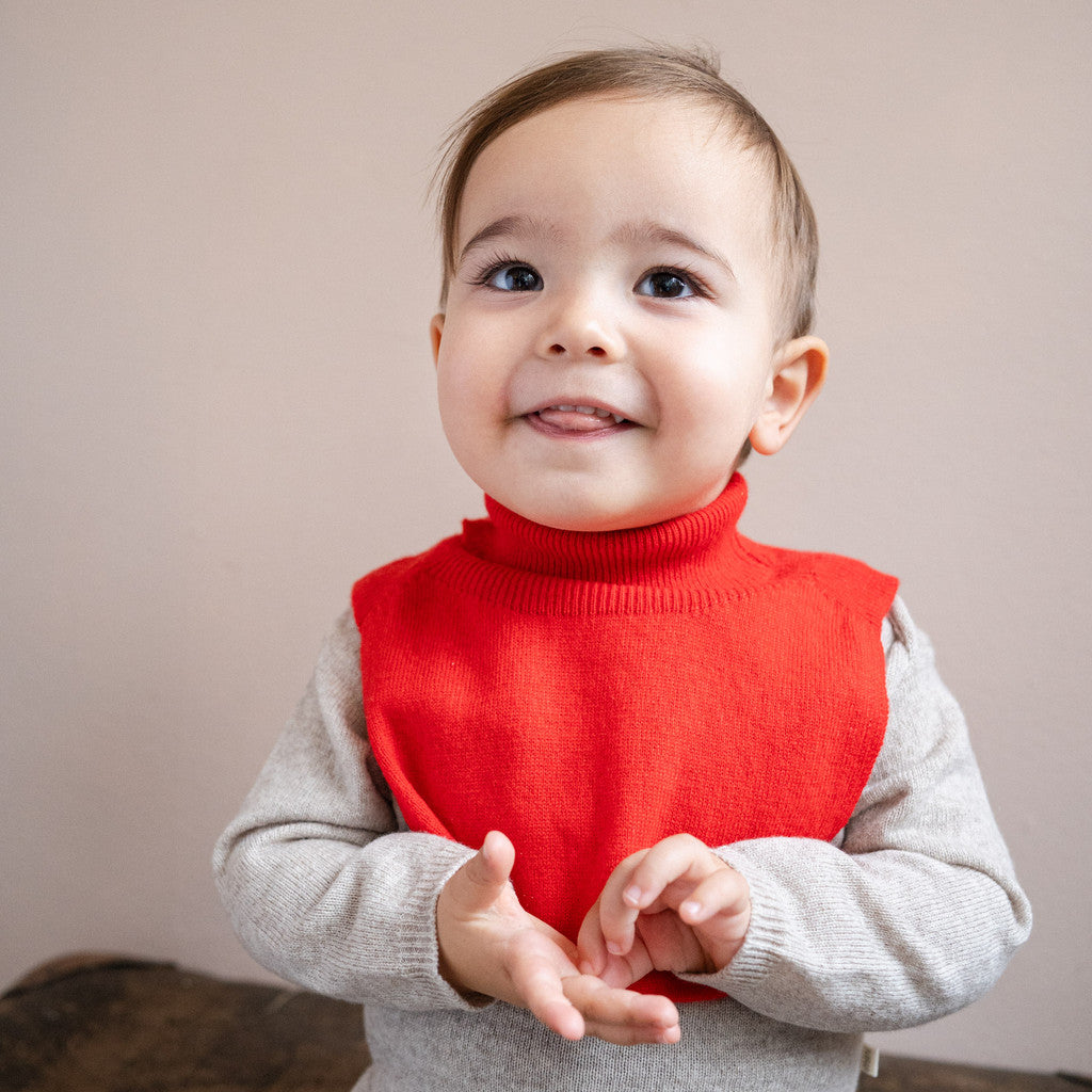 minimalisma Ilaf - Children's wool/cashmere knitted neck warmer Bib / Hairband / Acc Red